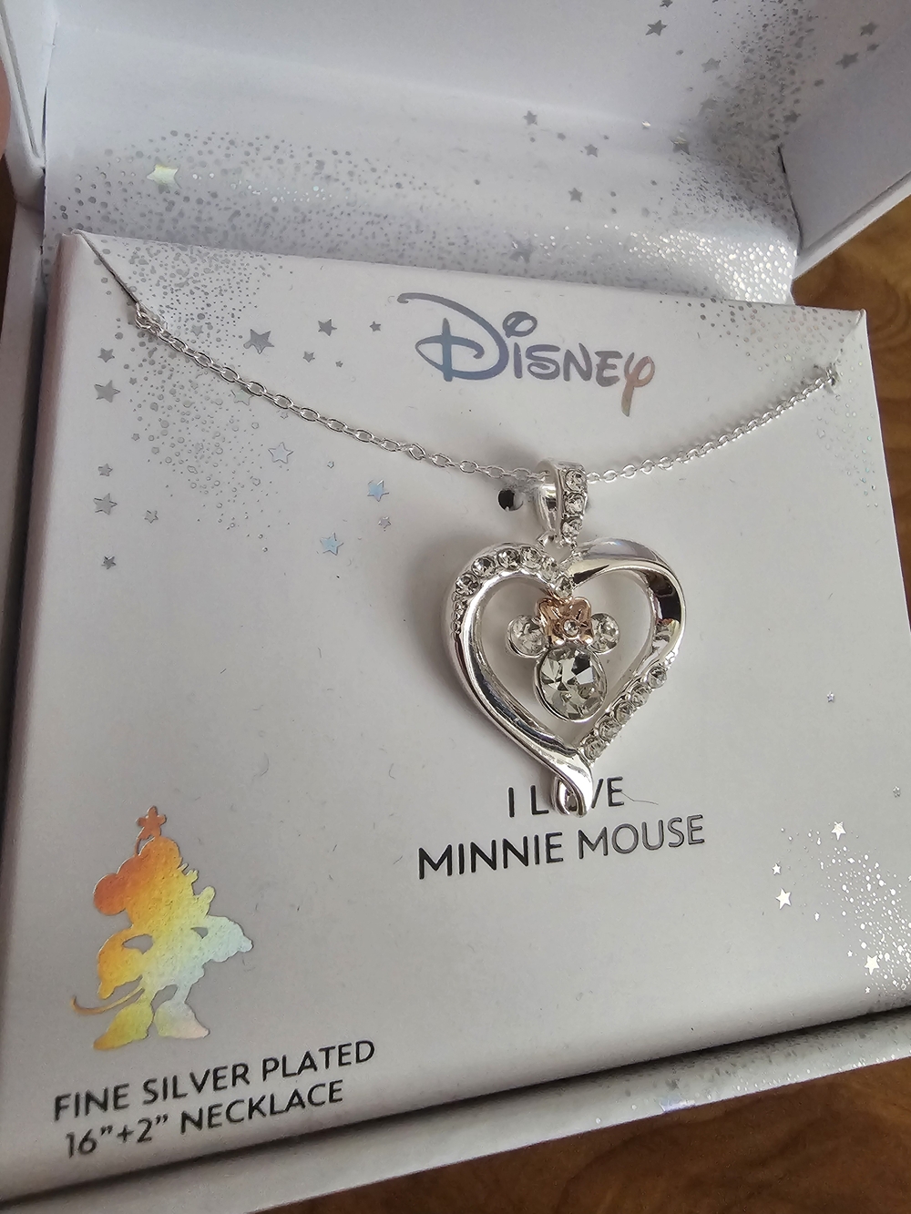 Disney I Love Minnie Mouse Silver-Plated Heart Necklace - Picture 5 of 6